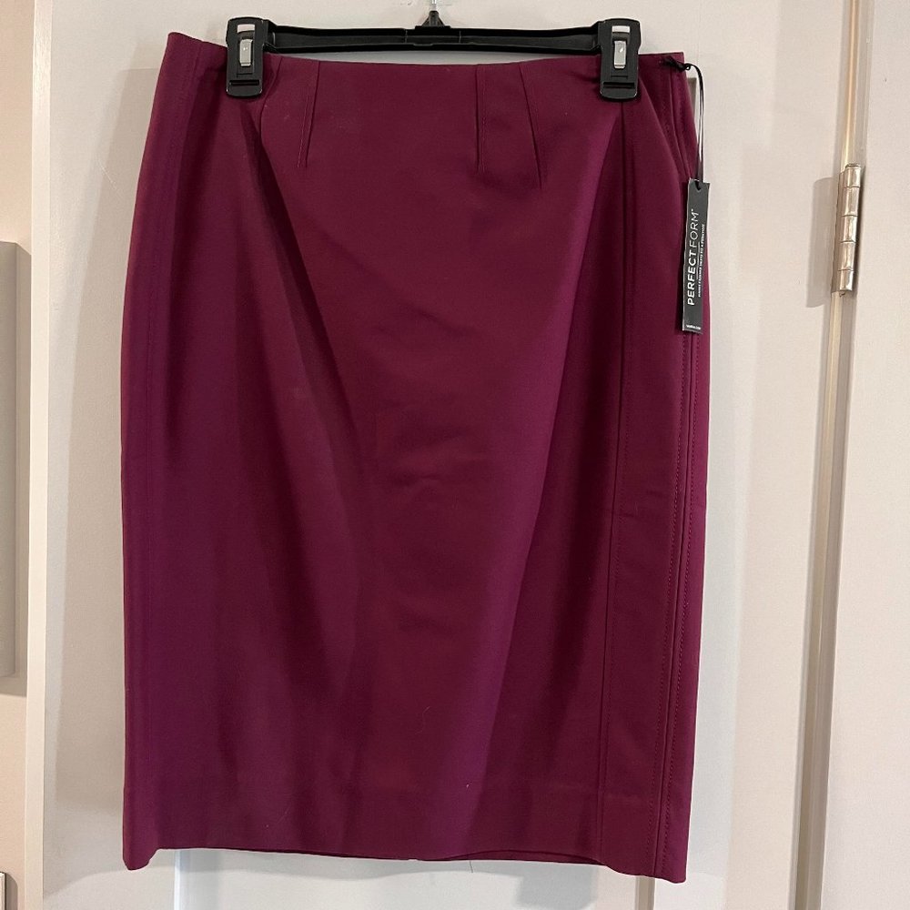 NWT White House Black Market Perfect Form Burgundy Pencil Skirt - 8